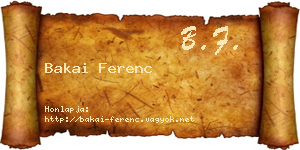 Bakai Ferenc névjegykártya